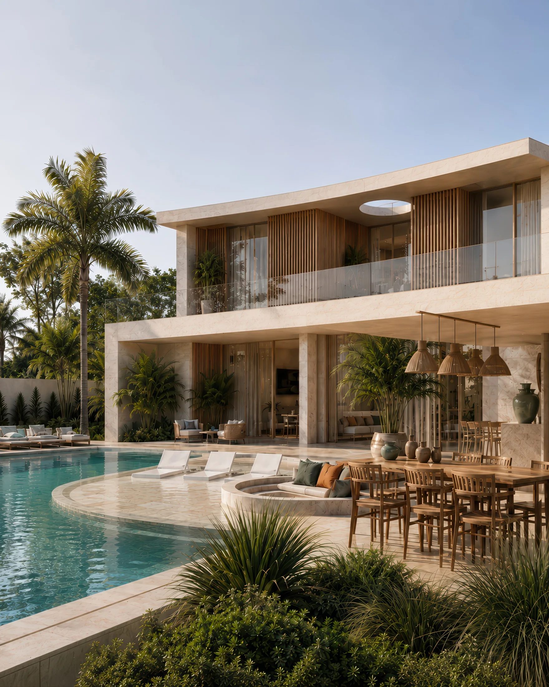 Architecte de villas à Marrakech — villa contemporaine avec piscine et jardin